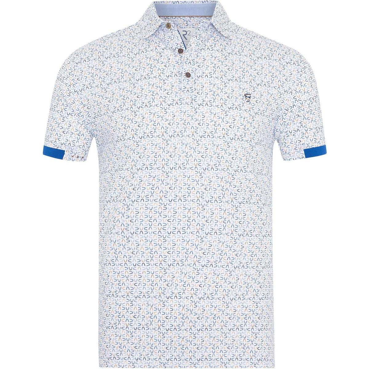 Vêtements Homme T-shirts & Polos R2 Amsterdam Polo Piqué Impression Bleu Clair Bleu