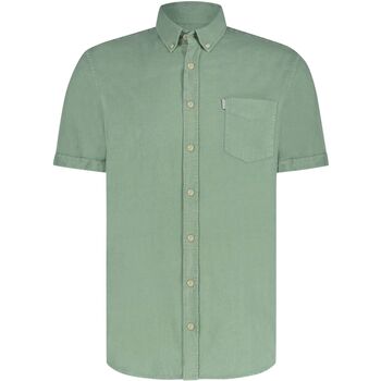 chemise state of art  chemise short sleeve de lin vert 