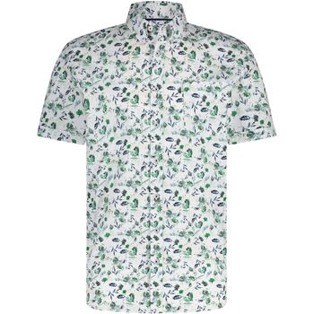 chemise state of art  chemise short sleeve impression fleurs vert 