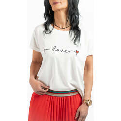 Vêtements Femme T-shirts manches courtes Sab & Jano Tee-shirt  blanc Love Blanc