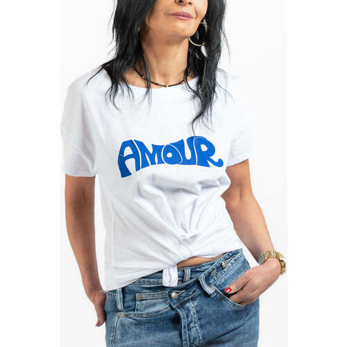 Vêtements Femme T-shirts manches courtes Sab & Jano t-shirt amour Royal Blanc
