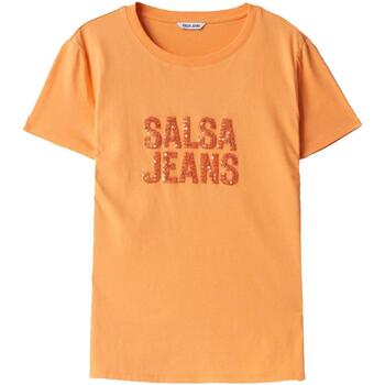 Vêtements Femme Friends Like These White Short Sleeve Broderie Midi Dress Salsa Embroidered logo t-shirt Orange