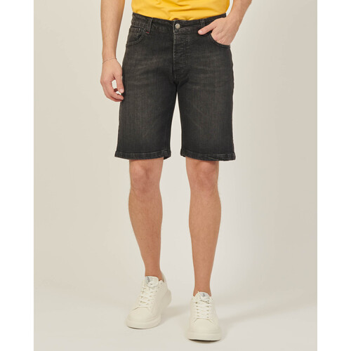 Vêtements Homme Shorts / Bermudas Sette/Mezzo Short en jean noir SetteMezzo avec 5 poches Noir