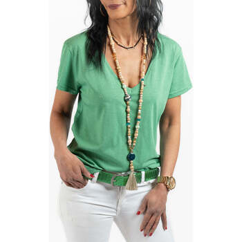 Vêtements Femme Salle à manger Sab & Jano T-shirt lin vert Anna Vert