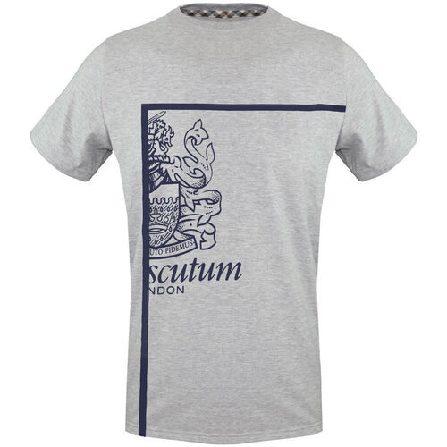 Vêtements Homme Short-sleeved Crew-neck T-shirt In Cotton Jersey With Logo On The Chest Aquascutum - tsia127 Gris