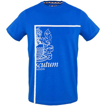 Vêtements Homme Short-sleeved Crew-neck T-shirt In Cotton Jersey With Logo On The Chest Aquascutum - tsia127 Bleu