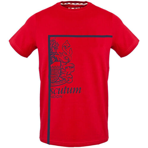 Vêtements Homme Short-sleeved Crew-neck T-shirt In Cotton Jersey With Logo On The Chest Aquascutum - tsia127 Rouge