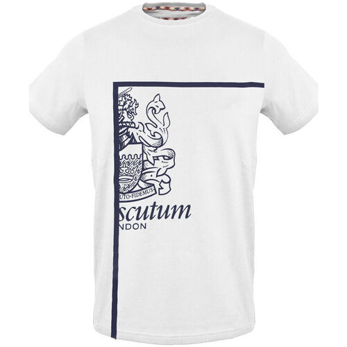 Vêtements Homme Short-sleeved Crew-neck T-shirt In Cotton Jersey With Logo On The Chest Aquascutum - tsia127 Blanc