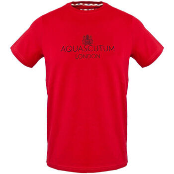 Vêtements Homme Short-sleeved Crew-neck T-shirt In Cotton Jersey With Logo On The Chest Aquascutum - tsia126 Rouge
