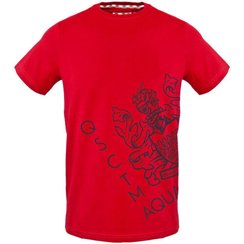 Vêtements Homme Short-sleeved Crew-neck T-shirt In Cotton Jersey With Logo On The Chest Aquascutum - tsia115 Rouge