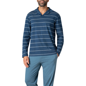Vêtements Homme Pyjamas / Chemises de nuit Eminence Pyjama long coton rayé Bleu