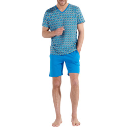 Vêtements Homme Pyjamas / Chemises de nuit Hom Pyjama court coton Bleu