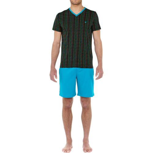 Vêtements Homme Pyjamas / Chemises de nuit Hom Pyjama coton court Multicolore