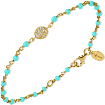 bracelets orusbijoux  bracelet argent doré médaillon serti blanc et pierres 