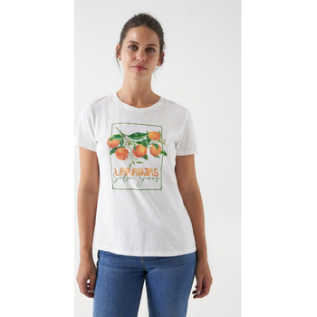 Vêtements Femme T-shirts lace manches courtes Salsa - ORANGES GRAPHIC Blanc