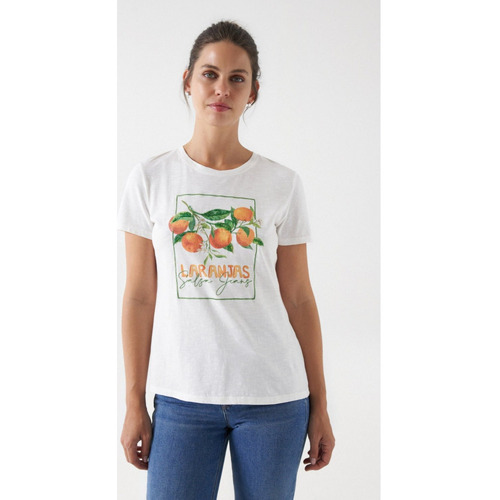 Vêtements Femme T-shirts manches courtes Salsa - ORANGES GRAPHIC Blanc