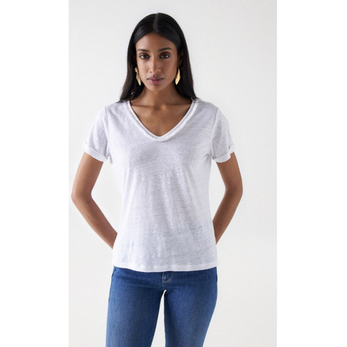 Vêtements Femme T-shirts manches courtes Salsa - FRINGE DETAIL LINEN Blanc