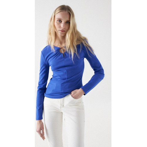 Vêtements Femme embroidered-motif long-sleeve sweatshirt Salsa - RING DETAIL LONG SLEEVE Bleu