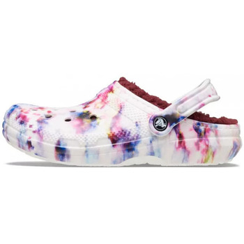 Chaussures Femme Mules Crocs Sabot  Classic Lined Tie Dye Blanc