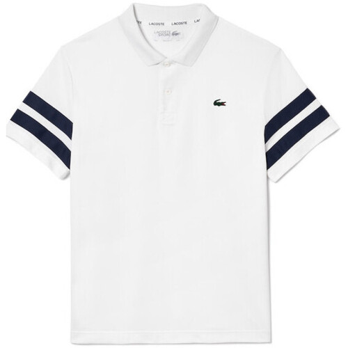 Vêtements Homme T-shirts & Polos Lacoste POLO  TENNIS ULTRA-DRY COLOR-BLOCK BLANC ET BLEU MARI Blanc