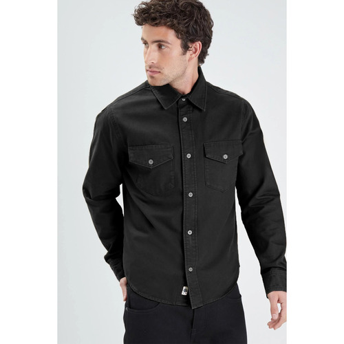 Vêtements Homme Chemises manches longues Daytona FIRESTONE CANVAS-COTTON BLACK Noir