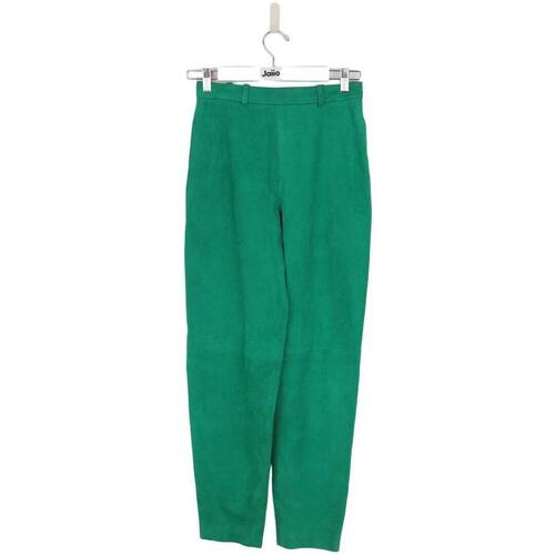 Vêtements Femme Pantalons Saint Laurent Pantalon droit en daim Vert