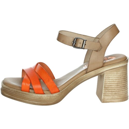 Chaussures Femme Sandalia Plana Piel Plomo Porronet FI2976 Orange