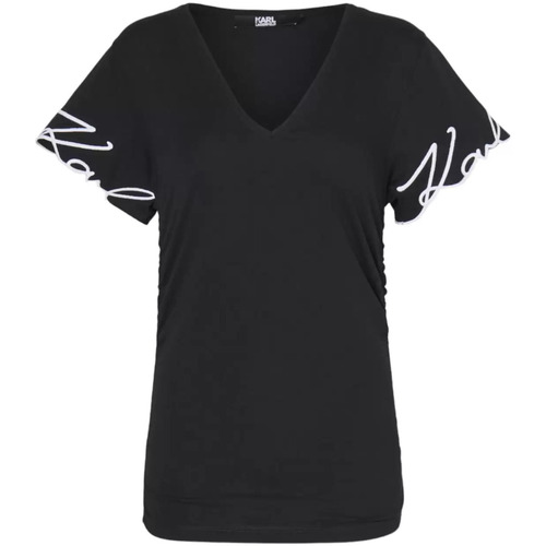 Vêtements Femme T-shirts & Polos Karl Lagerfeld t-shirt signature noir Noir