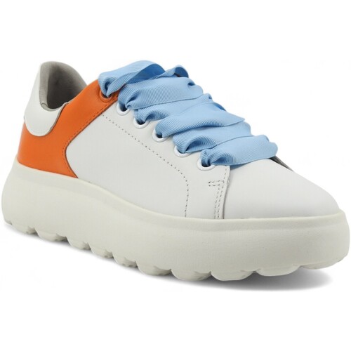 Chaussures Femme Bottes Geox Spherica Sneaker Donna White Orange D45TCE085TUC0422 Blanc