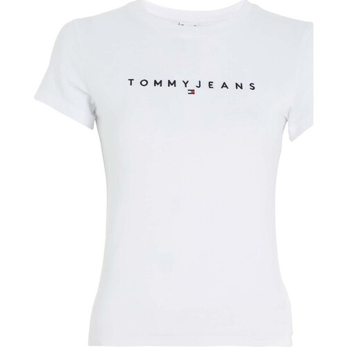 Vêtements Femme T-shirts manches courtes Tommy Jeans Tjw Slim Linear Tee Blanc