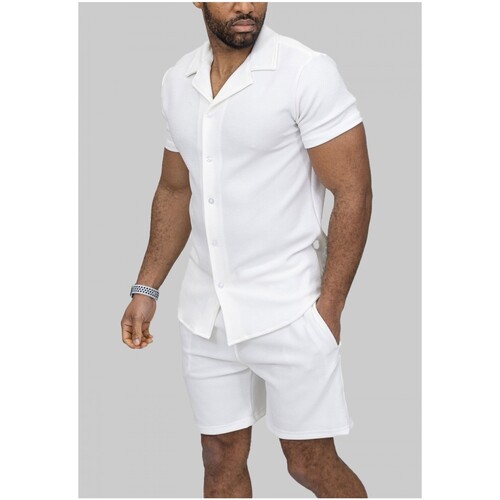 Vêtements Homme Lampes à poser Kebello Ensemble Short,Chemise Blanc H Blanc