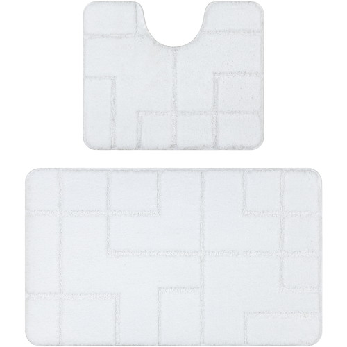 Maison & Déco Tapis Rugsx Ensemble de salle de bain deux pièces 60x100 cm Blanc