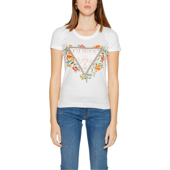 Vêtements Femme T-shirts manches courtes Guess SS CN TRIANGLE FLOWERS W4GI24 J1314 Blanc