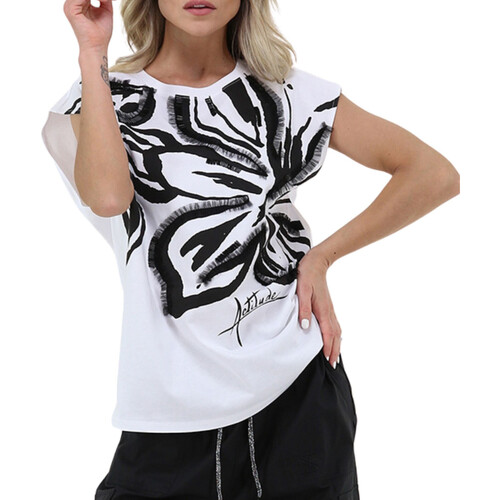 Vêtements Femme T-shirts & Polos Twin Set T-SHIRT CON STAMPA PERLINE E TULLE Art. 241AT2255 