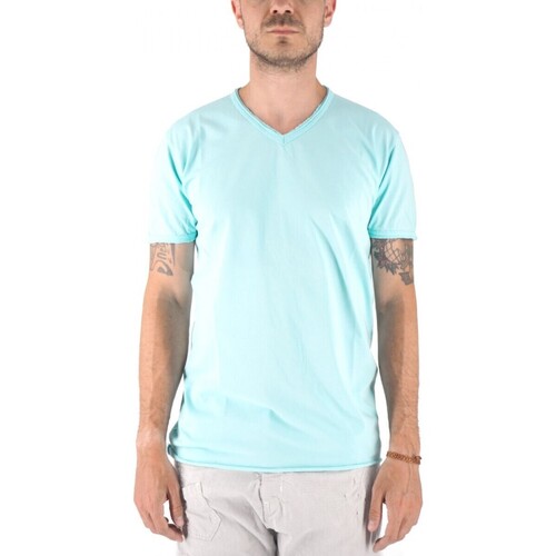 Vêtements Homme T-shirts & Polos Devid Label Mosca T-Shirt Col V Bleu Clair Bleu