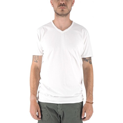 Vêtements Homme T-shirts & Polos Devid Label T-shirt Moscou blanc  col en V Blanc