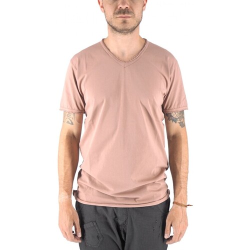 Vêtements Homme T-shirts & Polos Devid Label Mosca T-Shirt Col V Poudre Rose