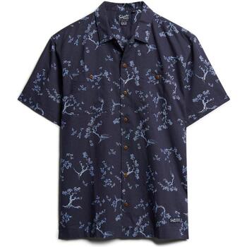 Vêtements Homme Chemises manches courtes Superdry Beach mc shirt fleur indigo Bleu