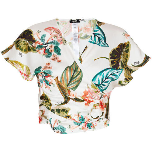 Vêtements Femme Chemises / Chemisiers Liu Jo Chemise cropped avec imprimé tropical Blanc