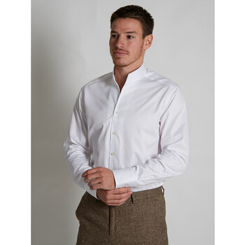 Vêtements Homme Chemises manches longues Bruce Field Chemise Aldo coupe droite à col montant en pur coton Palma Blanc