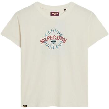 Vêtements Femme T-shirts manches courtes Superdry  Blanc
