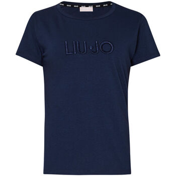 Vêtements Femme Vn000ye6y8s Mn Lopes-dress Blue Liu Jo T-shirt avec logo brodé et strass Bleu