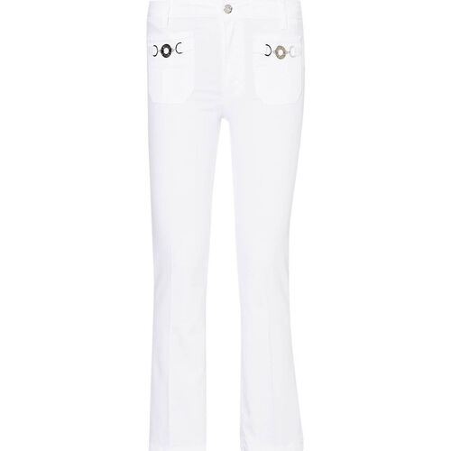 Vêtements Femme Pantalons Liu Jo Pantalon évasé blanc avec applications Blanc