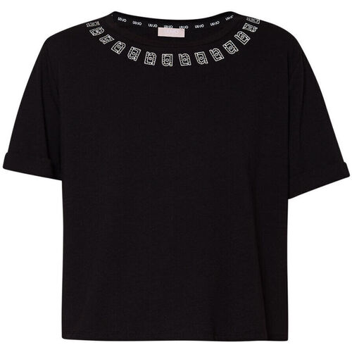 Vêtements Femme Oreillers / Traversins Liu Jo T-shirt avec logo monogramme Noir