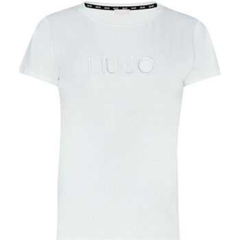 Vêtements Femme T-shirts & Polos Liu Jo T-shirt avec logo brodé et strass ivoire/LIU JO