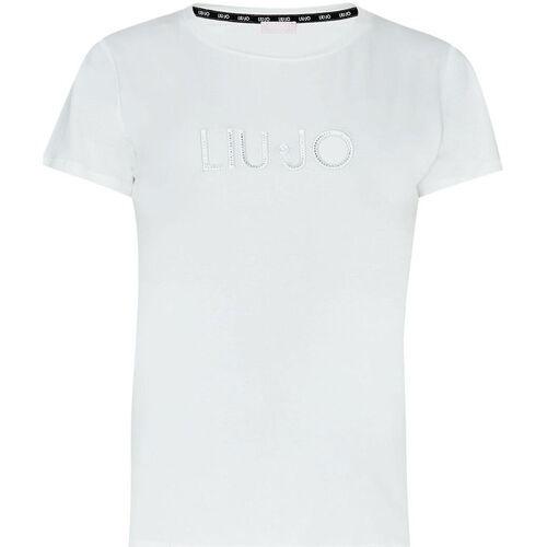 Vêtements Femme Voir toutes nos exclusivités Liu Jo T-shirt avec logo brodé et strass ivoire/LIU JO