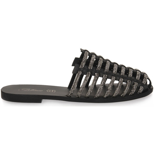 Chaussures Femme Sandales et Nu-pieds S.piero BLACK LEATHER STRASS Noir