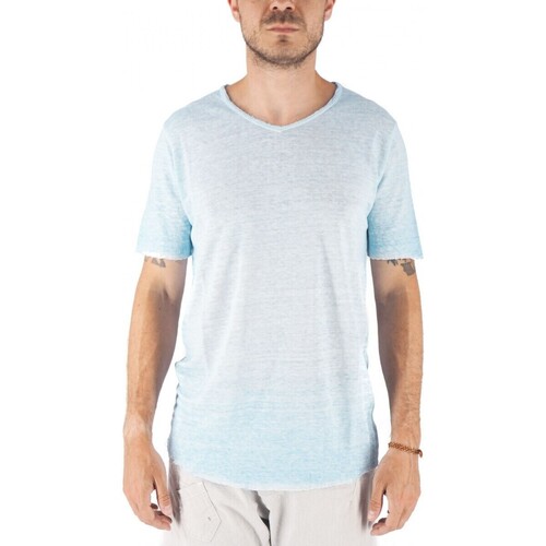 Vêtements Homme T-shirts & Polos Devid Label T-Shirt Granada En Pur Lin Bleu