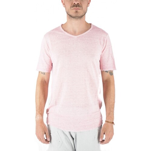 Vêtements Homme T-shirts & Polos Devid Label T-Shirt Granada En Pur Lin Rose