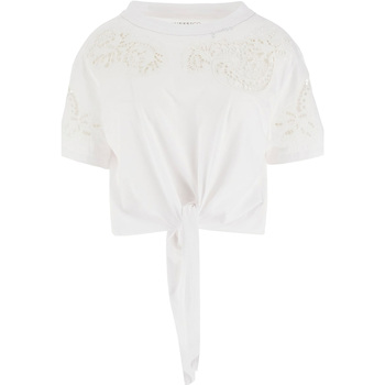 Vêtements Femme T-shirts manches courtes Guess Ss Cn Ajour Lace Tee Blanc